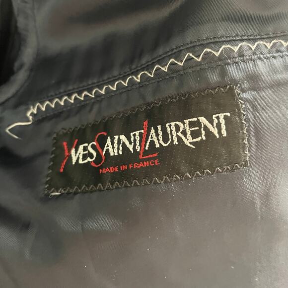 VTG YSL Yves Saint Laurent Blazer Navy Blue Jacket Made In France Designer Sz 40 - Picture 4 of 6